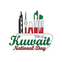 One continuous line drawing of Kuwait National Day Vector Illustration on February 25th. Kuwait National Day design in simple linear style illustration. Suitable for greeting card, poster and banner.