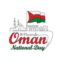 One continuous line drawing of Oman National Day Vector Illustration on November 18th. Oman National Day design in simple linear style. Oman national Day of South Africa design concept illustration.