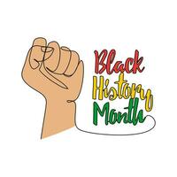 One continuous line drawing of black history month with white background. black history month design in simple linear style. black history month design concept with three color vector illustration.