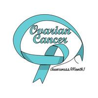 One continuous line drawing of ovarian cancer awareness month with white background. Awareness ribbon design in simple linear style. healthcare and medical design concept vector illustration.