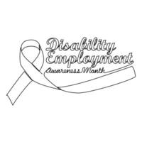 One continuous line drawing of disabilty employment awareness month with white background. disabilty employment awareness month design in simple linear style. disabilty employment awareness concept vector