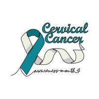 One continuous line drawing of cervical cancer awareness month with white background. Awareness ribbon design in simple linear style. healthcare and medical design concept vector illustration.