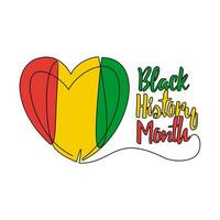 One continuous line drawing of black history month with white background. black history month design in simple linear style. black history month design concept with three color vector illustration.