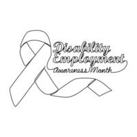 One continuous line drawing of disabilty employment awareness month with white background. disabilty employment awareness month design in simple linear style. disabilty employment awareness concept vector