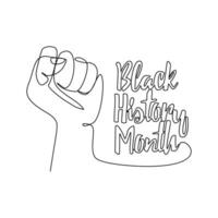 One continuous line drawing of black history month with white background. black history month design in simple linear style. black history month design concept with three color vector illustration.