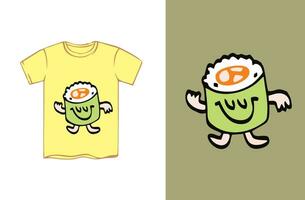 children's clothing designs, shusi food characters vector
