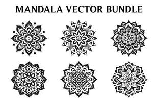 negro y blanco vector floral mandala Arte diseño colocar, Clásico circulo mandala Arte vector ilustración manojo, sencillo y mínimo hermosa mandala icono