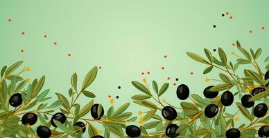 Many olives, top view - AI generated image photo