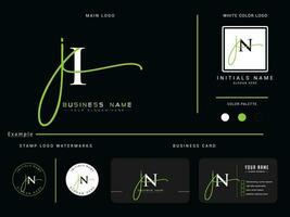 Minimal Ji Signature Luxury Logo, Feminine JI Logo Icon Vector With Presentation