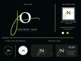 Minimal Jo Signature Luxury Logo, Feminine JO Logo Icon Vector With Presentation