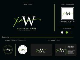 minimalista xw logo carta, monograma xw wx lujo circulo logo icono vector