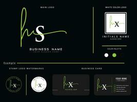 Typography Hs Signature Apparel Logo, Minimal HS Luxury Letter Logo vector