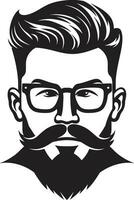 Whiskered Rebel Monochrome Vector Tribute to Indie Cool Vintage Vibes Black Vector Showcase of Hipster Charm