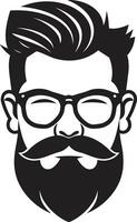 Beard Enthusiast Black Vector Showcasing Indie Icon Crafted Sophistication Monochromatic Vector Tribute to Hipster Style