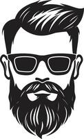 Boho Chic Monochromatic Vector Portrait of Hipster Elegance Beard and Brews Black Vector Showcasing Lumbersexual Aesthetics