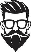 Urban Nomad Black Vector Depiction of Bearded Wonder Whiskered Maverick Monochrome Vector Art Celebrating Indie Vibes