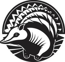 armadillo en el oscuro negrita y agraciado pulcro negro pájaro nido icono un moderno aviar oasis vector