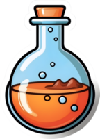 cartoon bottle with liquid in it, png Science Flask ai generative