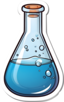 cartoon bottle with liquid in it, png Science Flask ai generative