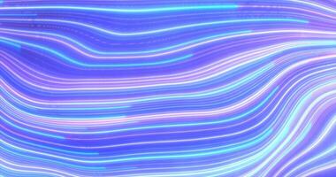 Abstract bright blue purple glowing flying waves from twisted lines energy magical background photo