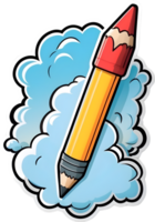 cartoon pencil crayon ai generative png