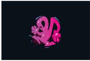 gradient pink monster vector