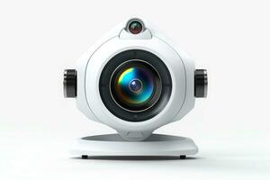 Close up of security camera isolated on white background, Generative AI photo