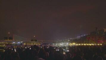 Turkey istanbul 29 th October 2023, people celebrating turkey national day waiting for colorful fireworks on Bosporus video