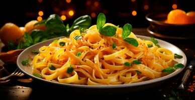 Pasta, food background, Italian national dish - AI generated image photo