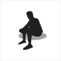 Men sitting silhouette vector