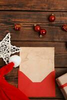 Mockup Vintage style blank the envelope Santa Claus wish list for New Year photo