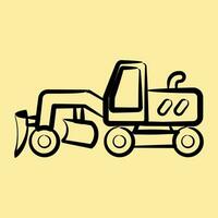 Icon road grader. Heavy equipment elements. Icons in hand drawn style. Good for prints, posters, logo, infographics, etc. vector