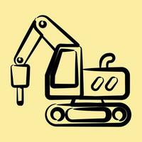 Icon hammer excavator. Heavy equipment elements. Icons in hand drawn style. Good for prints, posters, logo, infographics, etc. vector