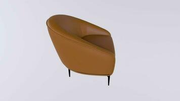 a chair with a brown leather seat and black legs video
