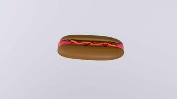 a hot dog is shown on a white background video