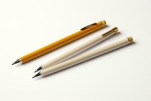 Pencils isolated on a white background. View from above. Ai generative photo