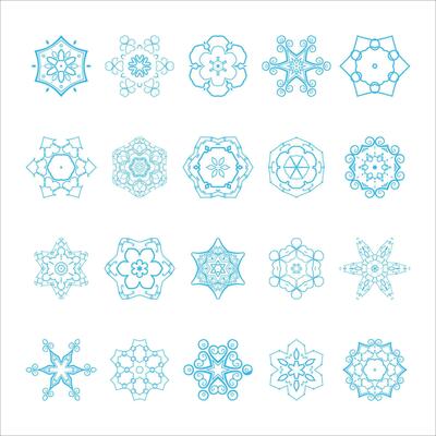 snowflake vector christmas and new year decorative elements set