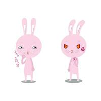 Rabbit pink Giggle and Angry vector