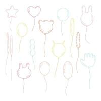 Balloon outline icons. Different shapes of ballons for birthday, party and wedding minimal style vector