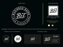 Initial Vector Rt Logo Letter, Monogram RT Circle Logo With Business Card