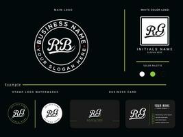 Initial Vector Rb Logo Letter, Monogram RB Circle Logo With Business Card