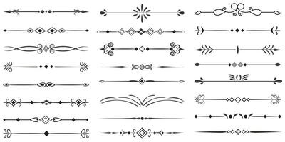 Page Divider And Design Elements. Set of Various Simple Black Divider Design, Assorted Divider Collection Template Vector. Collection of floral dividers elements mega decoration for Calligraphy. vector