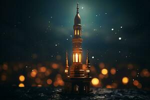 Ramadan Kareem background with mosque Ai generative photo