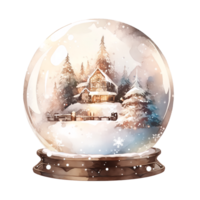 vattenfärg jul glas cloche. jul snökula ClipArt, mysigt vinter- ClipArt. ai genererad. png