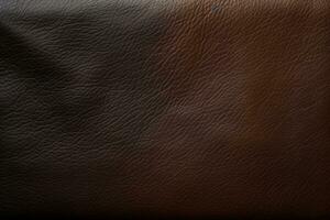 Closeup detail of brown leather texture background Ai generative photo