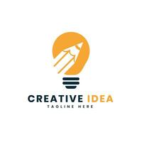 creativo idea logo diseño concepto sencillo y moderno ligero bulbo y lápiz logo vector