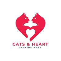 gatos y corazones logo diseño conceptos para mascota Servicio vector