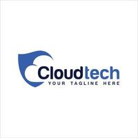 Cloud technology logo design concept vector