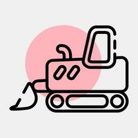 Icon bulldozer with track. Heavy equipment elements. Icons in color spot style. Good for prints, posters, logo, infographics, etc. vector