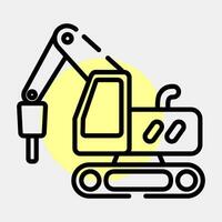 Icon hammer excavator. Heavy equipment elements. Icons in color spot style. Good for prints, posters, logo, infographics, etc. vector